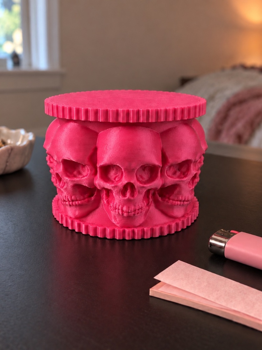 3D Printed Hot Pink Skull Storage Box • One of a Kind Artist Made